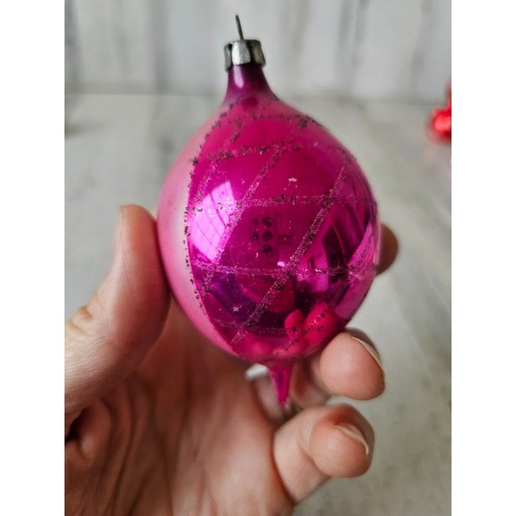 Antique Poland Bell teardrop pink fantasia ornament glass mercury Xmas tree - Picture 4 of 9